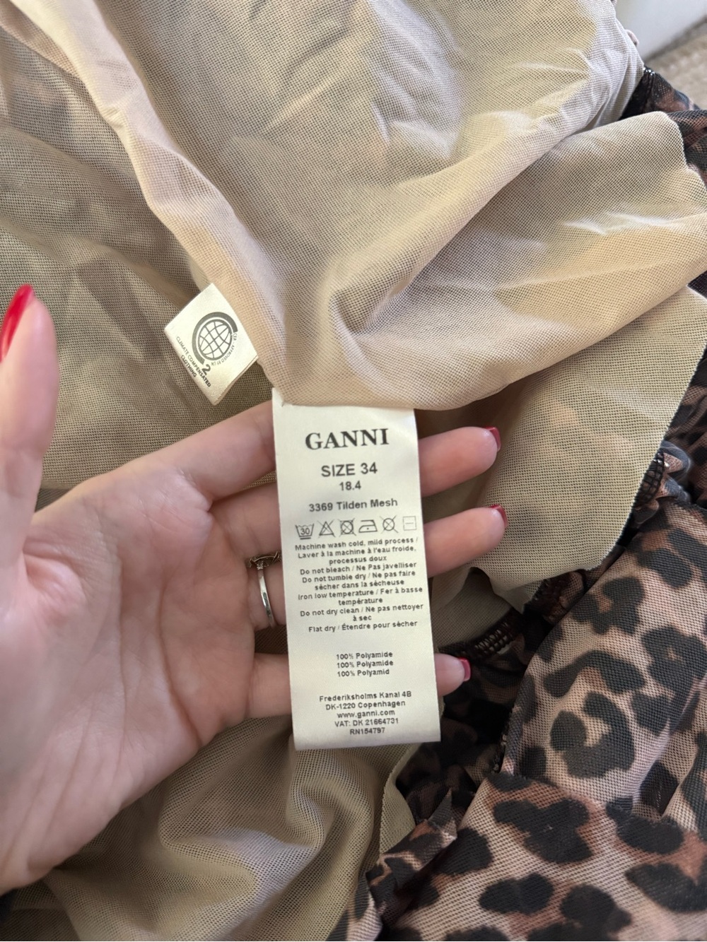 Ganni Leopard Print High-Low Ruffle Skirt - Brown - Picture 4 of 5